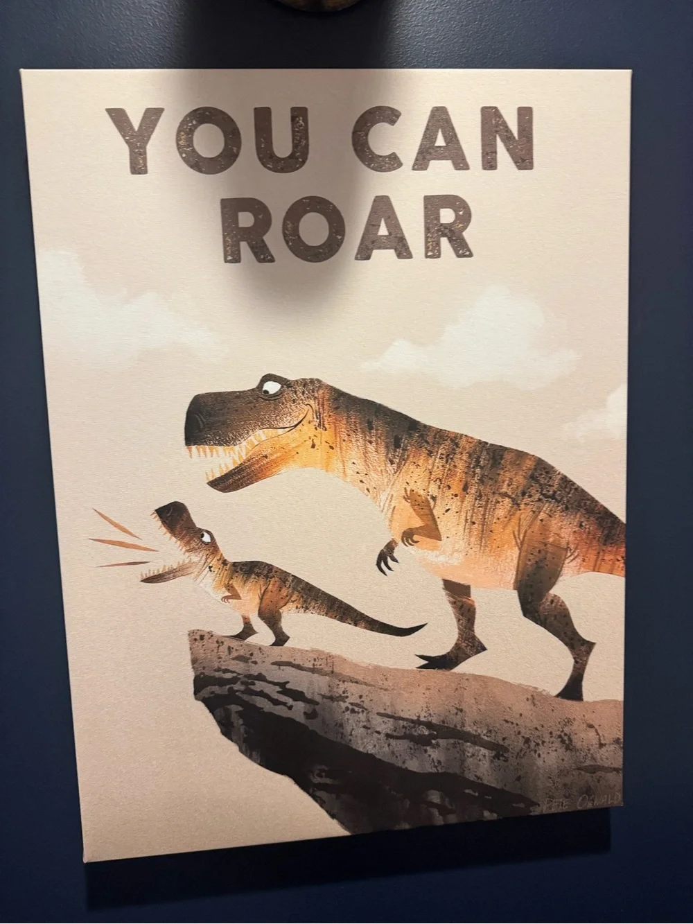 You Can Roar Dino Canvas Wall Art - Brown